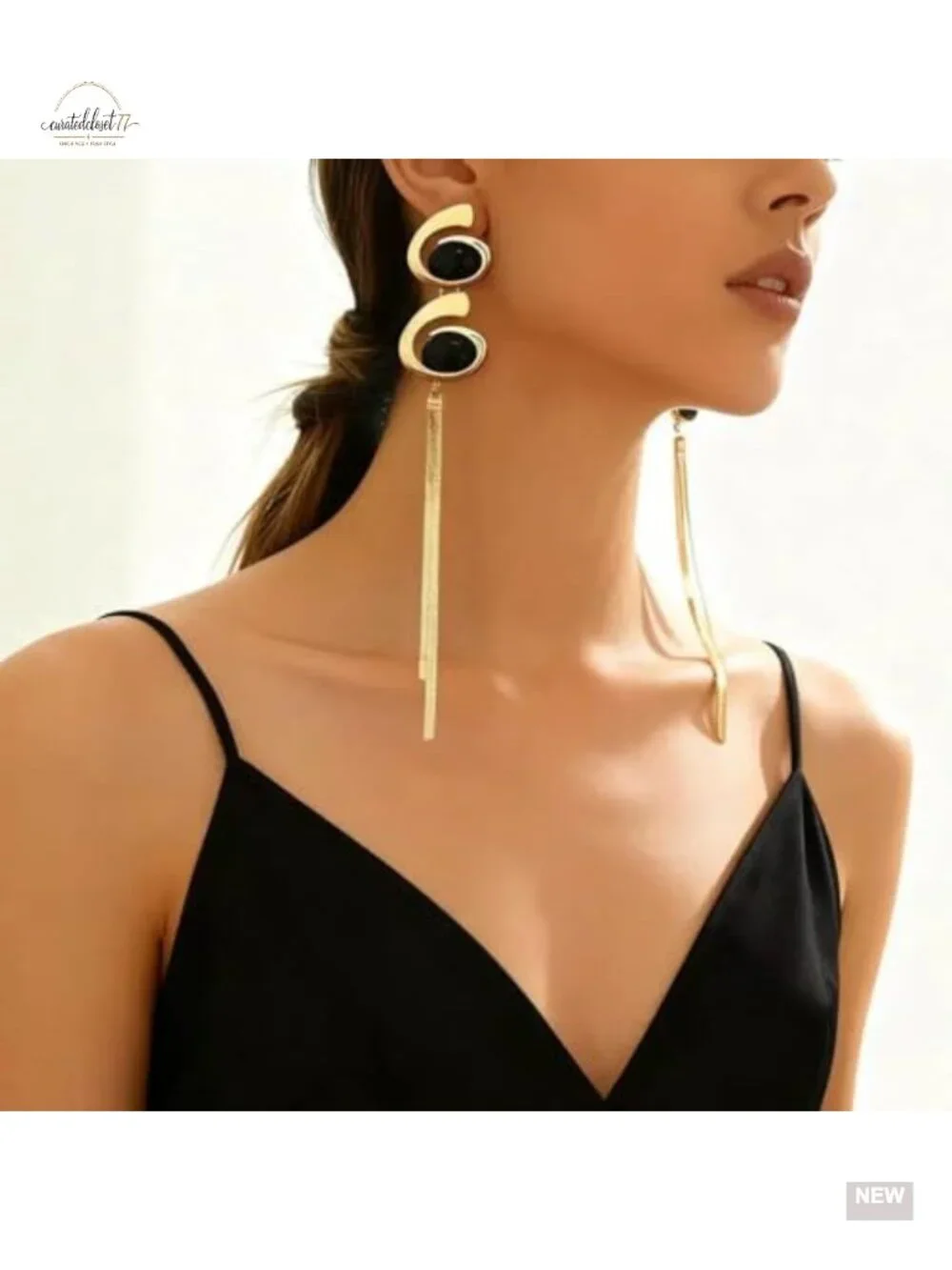 Chunky Geometric Dangle Earrings, Gold Plated Alloy Drop Earrings,